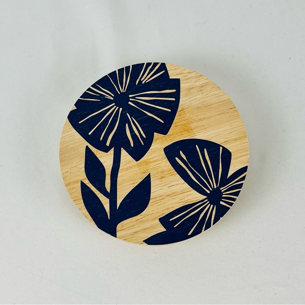 Sand + Fog Sand + Paws 2 Wick 12oz Candle Replacement Wood Lid Abstract Flowers